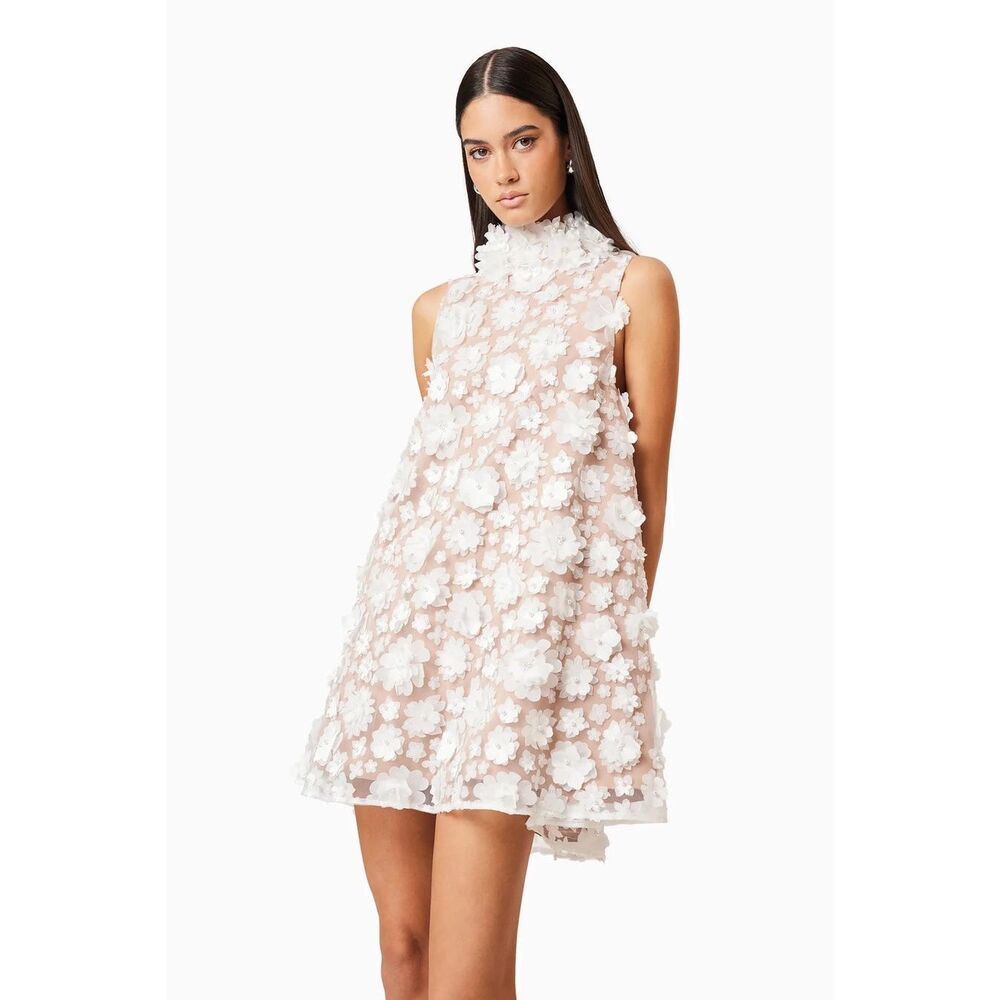 Elliatt Bluebell High Neck Trapeze Dress White Bridal Bachelorette size S NWT